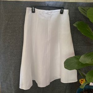 TALBOTS Petites White 100% Linen A-Line Midi Skirt size 10P